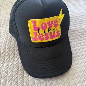 Black Trucker Hat with Love Like Jesus Patch